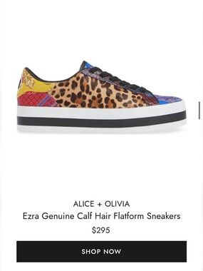 Alice + Olivia Ezra Leopard Brocade Platform Sneakers Size 7 EU 37